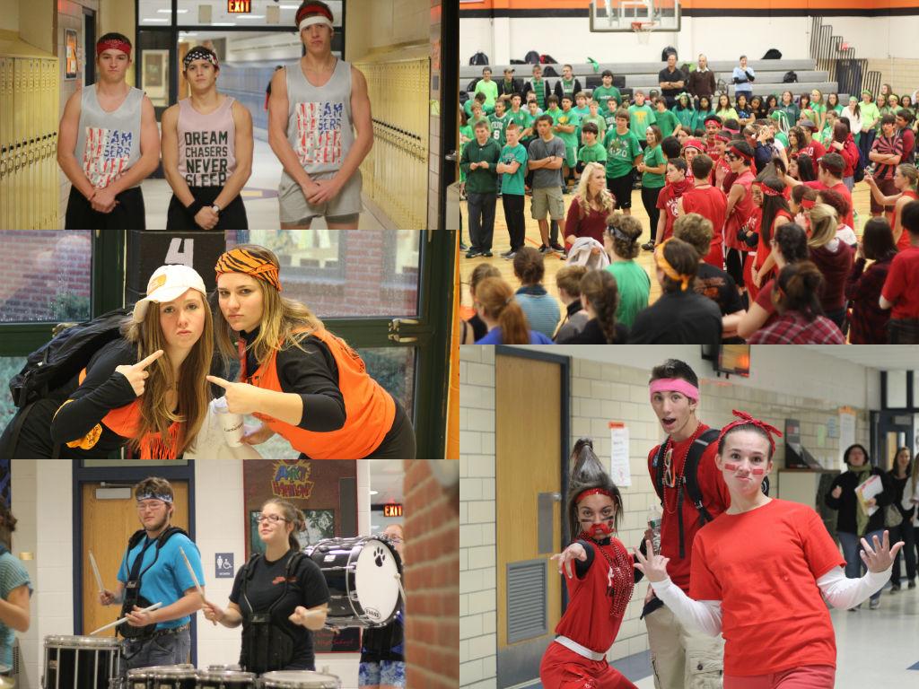 Get in the spirit: Students from every grade and circle came together during the three day week before Thanksgiving break to flaunt their tiger pride with crazy outfits, music, loud voices and plenty of school spirit. 

