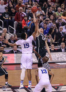 Champions, Duke Universtiy at tip off during the Final Four versus Michigan State University 