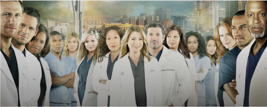 Updated photo of characters in the hit show Greys Anatomy