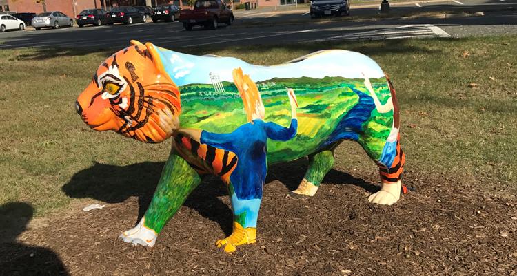 A South Hadley tiger featured outside the high school.
