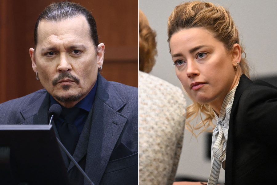 Actor Johnny Depp testifies during his defamation trial against his ex-wife Amber Heard, at the Fairfax County Circuit Courthouse in Fairfax, Virginia, April 21, 2022. - Depp is suing ex-wife Heard for libel after she wrote an op-ed piece in The Washington Post in 2018 referring to herself as a public figure representing domestic abuse. (Photo by Jim LO SCALZO / POOL / AFP) (Photo by JIM LO SCALZO/POOL/AFP via Getty Images)

US actress Amber Heard speaks to her attorney at the Fairfax County Circuit Courthouse in Fairfax, Virginia, on April 19, 2022. - US actor Johnny Depp is suing ex-wife Heard for libel after she wrote an op-ed piece in The Washington Post in 2018 referring to herself as a public figure representing domestic abuse. (Photo by JIM WATSON / POOL / AFP) (Photo by JIM WATSON/POOL/AFP via Getty Images)